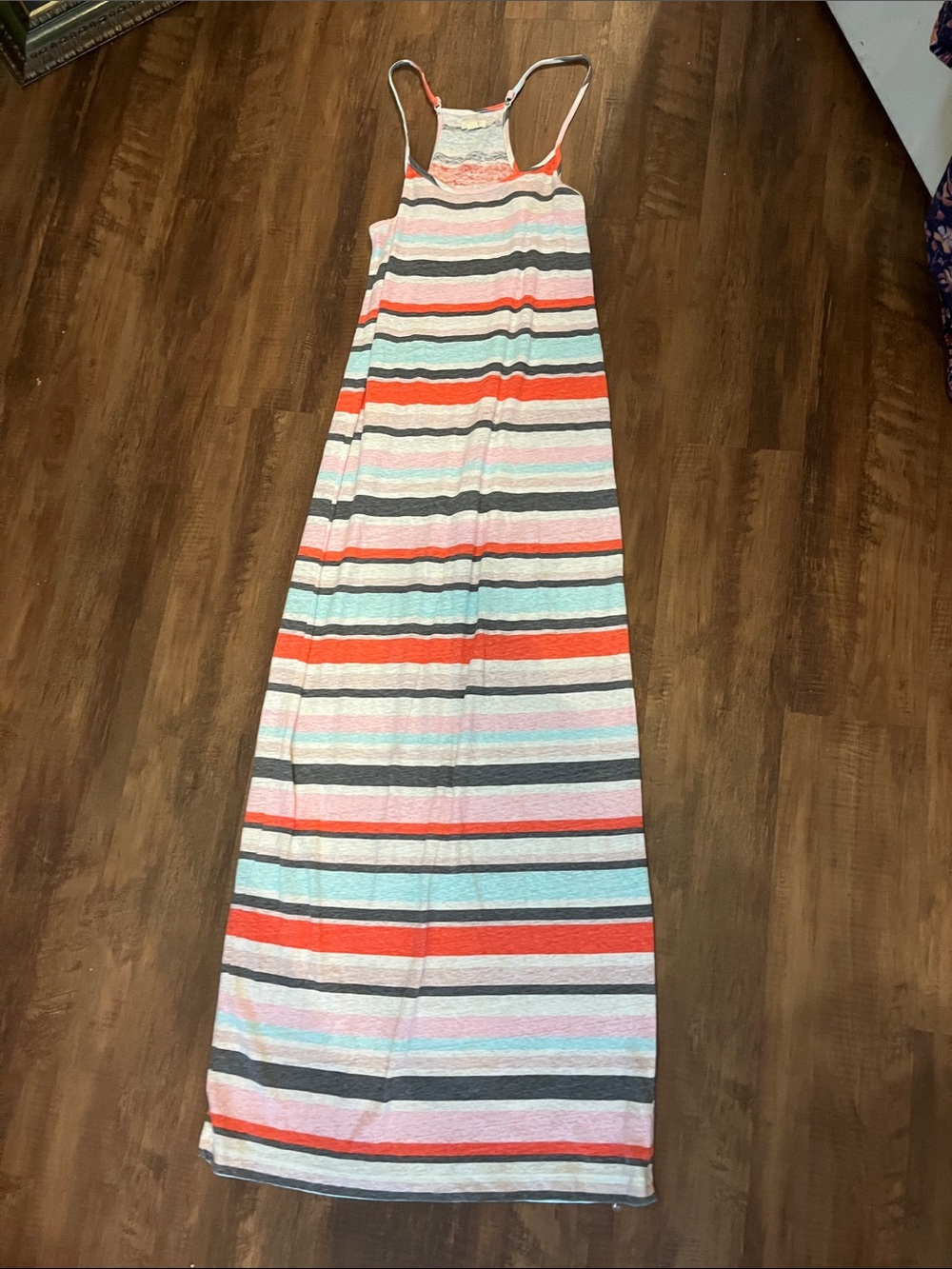 Aerie Striped Racerback Maxi Dress - Coral, Gray, Mint Sz M